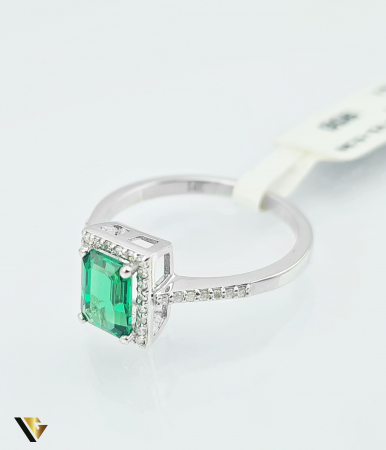 Inel Aur 14k, Smarald si Diamante de 0.15 ct in total, 2.53 grame [4]