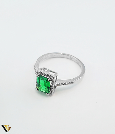Inel Aur 14k, Diamante 0.16 ct, Smarald [2]