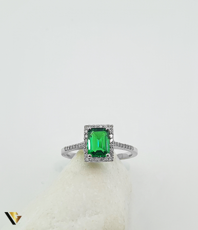 Inel Aur 14k, Diamante 0.16 ct, Smarald [1]