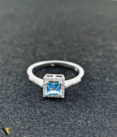 Inel Aur 14k, Topaz de 0.42 ct si Diamante de 0.14 ct in total, 2.30 grame [2]