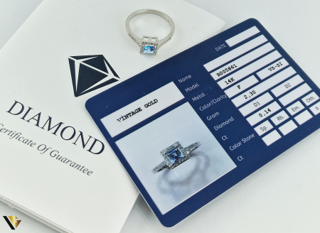 Inel Aur 14k, Topaz de 0.42 ct si Diamante de 0.14 ct in total, 2.30 grame [7]