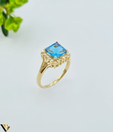 Bijuterii din aur - Inel Aur 14k, Topaz,  Diamante 0.10 ct