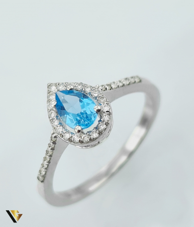 Inel Aur 14k, Topaz si Diamante de 0.13 ct, 2.18 grame [1]