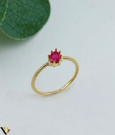 Inele din aur - Inel Aur 14k, Rubin de sinteza