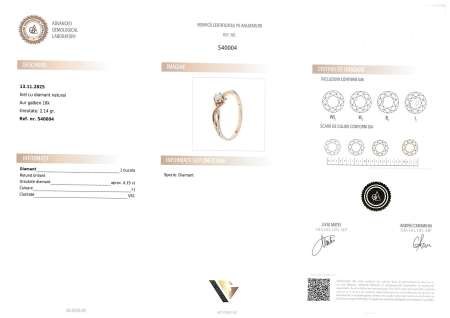 Inel Aur 18k, Diamant 0.15 ct [3]