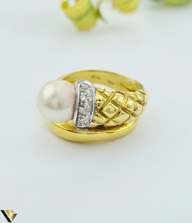 Inel Aur 18k, Perla, Diamante 0.04 ct [2]