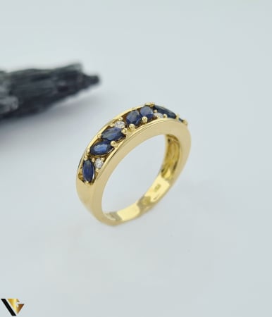 Bijuterii din aur - Inel Aur 18k, Diamante 0.06 ct, Safire