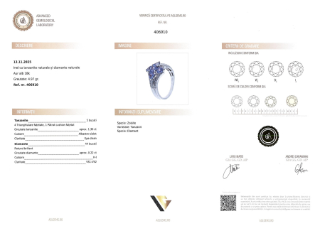 Inel Aur 18k, Diamante 0.22 ct, Tanzanite  1.30 ct [4]