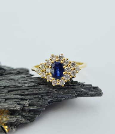 Inel Aur 18k, Diamante 0.32 ct, Safir [1]