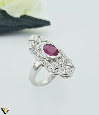 Bijuterii din aur - Inel Aur 18k, Diamante 0.60 ct , Rubin