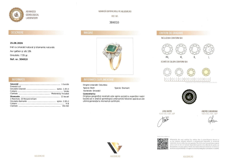 Inel Aur 18k, Diamante 2.00 ct, Smarald 1.45 ct [5]