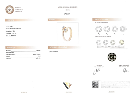 Inel Aur 18k, Diamante aprox. 0.20 ct [5]