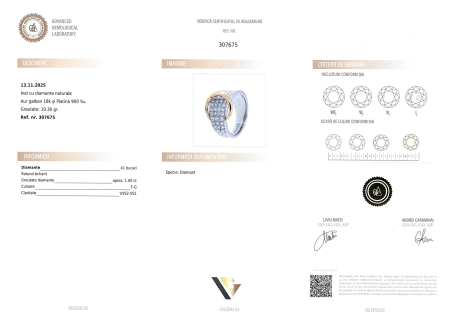 Inel Aur 18k, Platina 900, Diamante 1.00 ct [4]