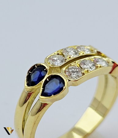Inel Aur 18k, Safire si Diamante de cca. 0.48 ct in total, 5.18 grame [4]