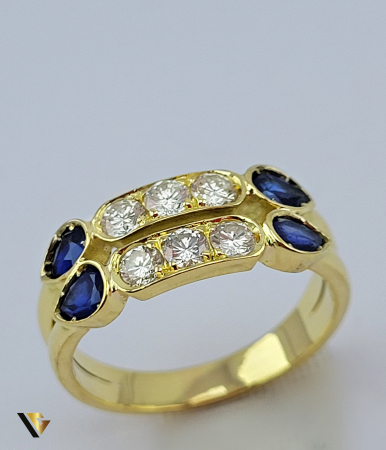 Inel Aur 18k, Safire si Diamante de cca. 0.48 ct in total, 5.18 grame [3]