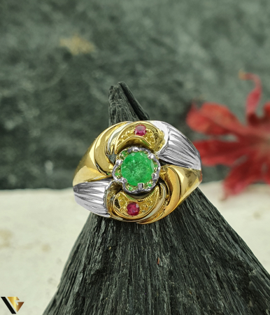 Inel Aur 18k, Smarald, Spinel [1]