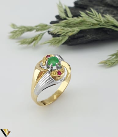 Inele din aur - Inel Aur 18k, Smarald, Spinel