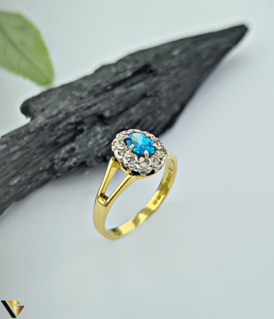 Inele cu diamante - Inel Aur 18k, Zirconiu ,Diamante 0.77 ct