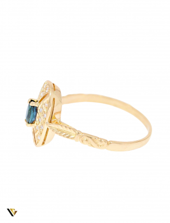 Inel Aur 19k, Safir si Diamante de aprox. 0.20 ct in total, 3.63 grame [5]