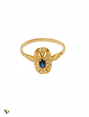 Inel Aur 19k, Safir si Diamante de aprox. 0.20 ct in total, 3.63 grame [2]