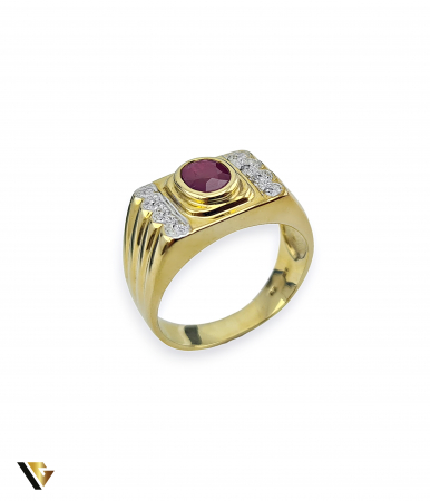 Inel Aur 8k, Rubin si Diamante de aprox 0.04 ct in total, 5.55 grame [0]