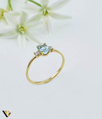 Inele - Inel Aur 9k, Blue Topaz