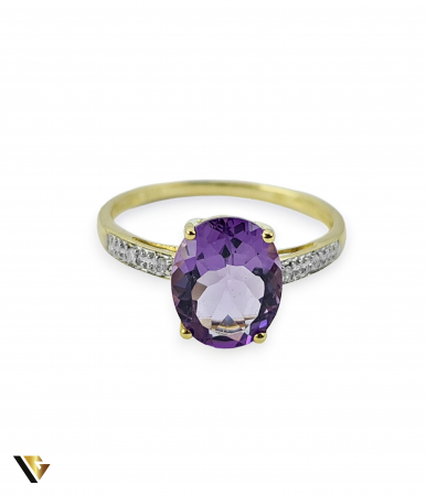 Inel Aur 9k, Ametist si Diamante de 0.015 ct, 1.76 grame [1]