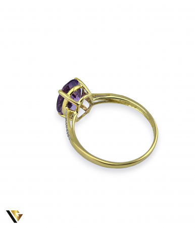 Inel Aur 9k, Ametist si Diamante de 0.015 ct, 1.76 grame [2]