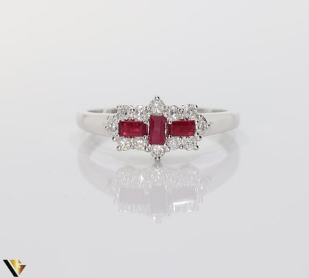 Inel Aur 9k, Rubine 0.28 ct, Diamante 0.40 ct [1]