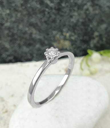 Inele cu diamante - Inel Aur Alb 14k, Diamant 0.04 ct