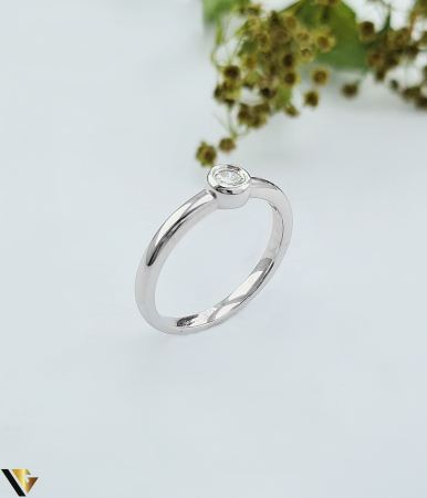 Inele cu diamante - Inel Aur Alb 14k, Diamant 0.09 ct