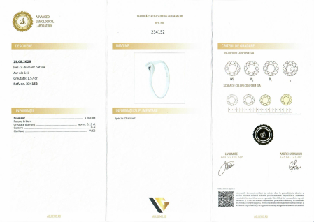 Inel Aur Alb 14k, Diamant 0.11 ct [3]