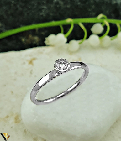Inele cu diamante - Inel Aur Alb 14k, Diamant 0.12 ct