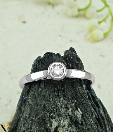 Inel Aur Alb 14k, Diamant 0.12 ct [1]