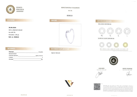 Inel Aur Alb 14k, Diamant 0.15 ct [4]