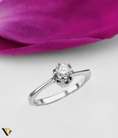 Inele cu diamante - Inel Aur Alb 14k, Diamant 0.20 ct