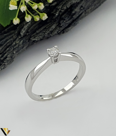 Inele cu diamante - Inel Aur Alb 14K, Diamant  0.11 ct