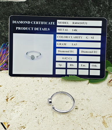 Inel Aur Alb 14k, Diamante 0.02 ct in total [2]