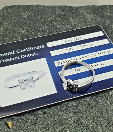 Inel Aur Alb 14k, Diamante 0.05 ct [2]