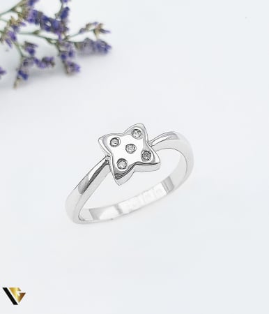 Inele cu diamante - Inel Aur Alb 14k, Diamante 0.05 ct