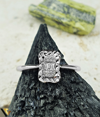 Inel Aur Alb 14k, Diamante 0.06 ct in total [3]
