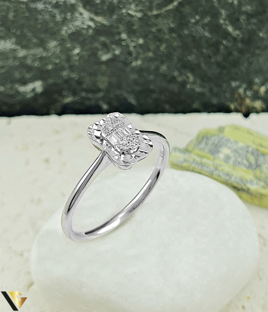 Inele cu diamante - Inel Aur Alb 14k, Diamante 0.06 ct in total