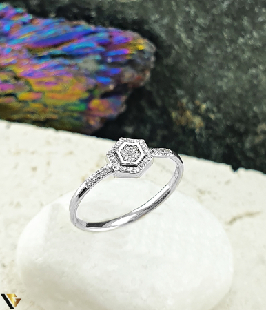 Inele cu diamante - Inel Aur Alb 14k, Diamante 0.07 ct in total