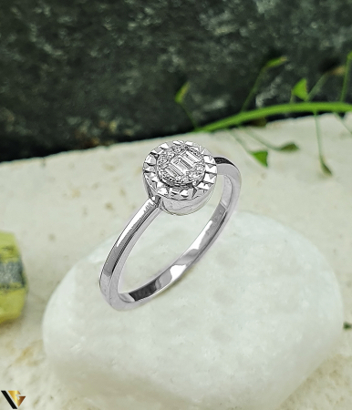Inele cu diamante - Inel Aur Alb 14k, Diamante 0.08 ct in total