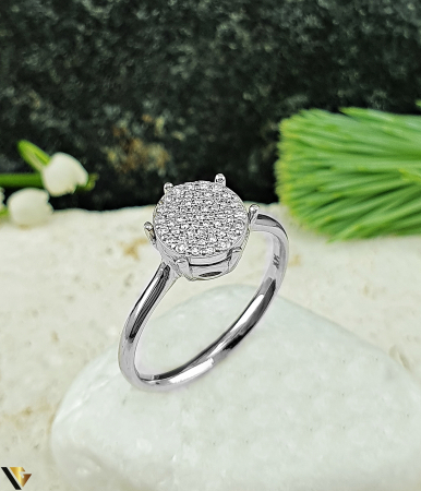 Inele cu diamante - Inel Aur Alb 14k, Diamante 0.14 ct in total