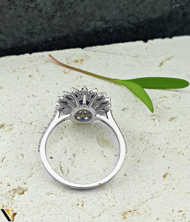 Inel Aur Alb 14k, Diamante 0.53 ct in total, Safir [3]
