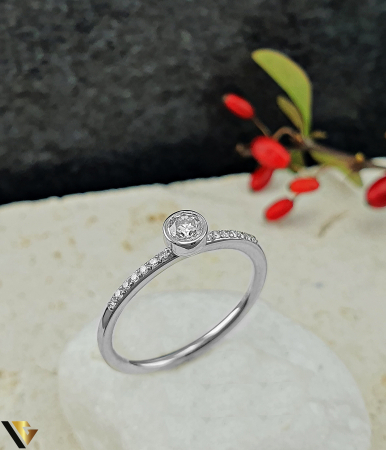 Inele cu diamante - Inel Aur Alb 14k, Diamante 0.18 ct in total