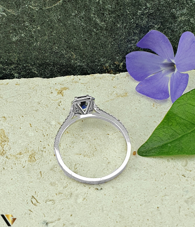 Inel Aur Alb 14k, Diamante 0.24 ct in total, Safir [2]