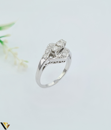Inele cu diamante - Inel Aur Alb 14k, Diamante 0.72 ct