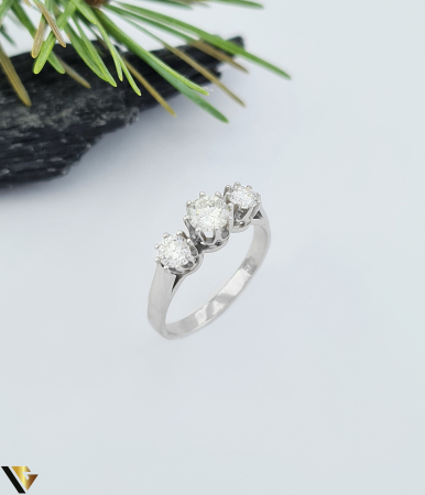 Inele cu diamante - Inel Aur Alb 14k, Diamante 0.78 ct